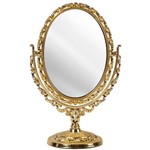 Espelho de Mesa 2 Lados Rococo Oval Dourado