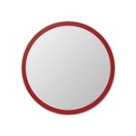 Espelho de Parede Redondo Edge - 110xØ Borda Vermelha Vidrotec