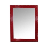 Espelho Decorartivo Banheiro Moldura Plastico Vermelho 40x30
