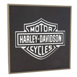 Espelho Decorativo - Harley Davidson - Moldura Dourada - Fundo Preto