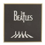 Espelho Decorativo - The Beatles - Moldura Dourada - Fundo Preto