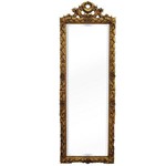 Espelho em Madeira Entalhada Dourada Retangular Clássica