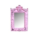 Espelho Haiti Rosa Provençal em Resina - Arte Retrô - 22x15 Cm.