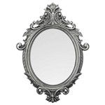 Espelho Oval Rococó Pequeno com Moldura Prata - 54,5x40 Cm