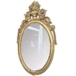 Espelho Pequeno Dourado com Moldura Decorativa Oval