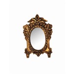 Espelho Ucrânia Ouro Velho em Resina - Arte Retrô - 28x19 Cm.