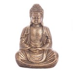 Estátua Buda Meditando Budismo em Resina Cor Ouro Envelhecido 13cm 11733275-559565