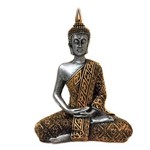 Estátua de Buda Hindu Resina Prateado e Dourado 21cm