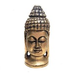 Estátua de Cabeça de Buda Resina Dourada 15cm