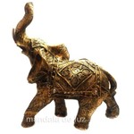 Estátua de Elefante Indiano Dourado Resina 23cm