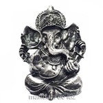 Estátua de Ganesha Prateado Pequeno Resina 10cm