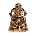 Estátua de Ganesha Sentado Dourado Resina 13cm