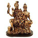 Estátua Família Shiva Parvati e Ganesha Indiano Cor Ouro.