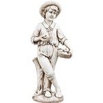 Estátua Menino com Cesto de Maças Resina e Fibra de Vidro Cinza - Greenway