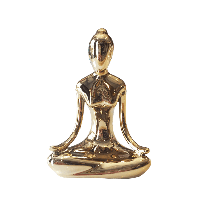 Estátua Yoga Flor de Lótus Dourada Dourada