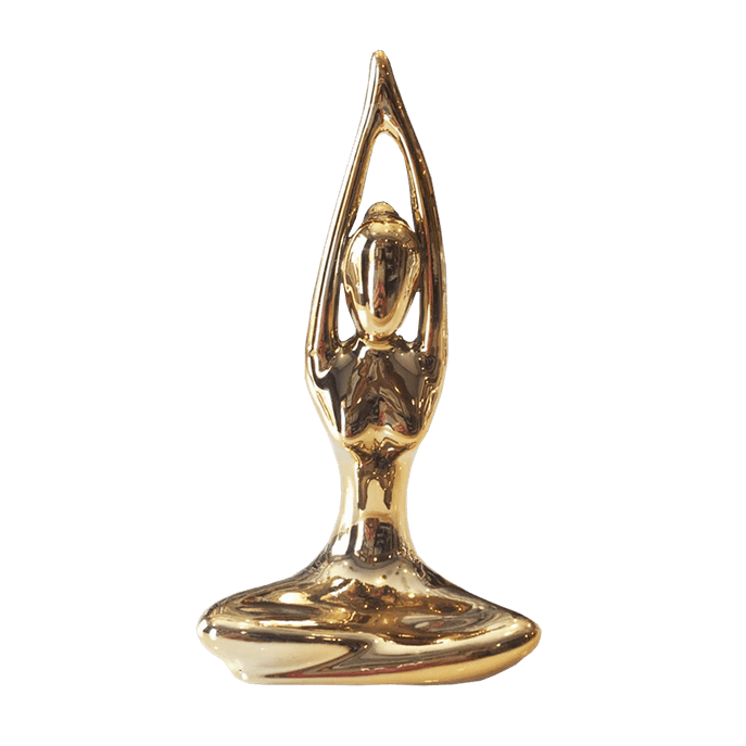 Estátua Yoga Saudação Namastê Dourada Dourada