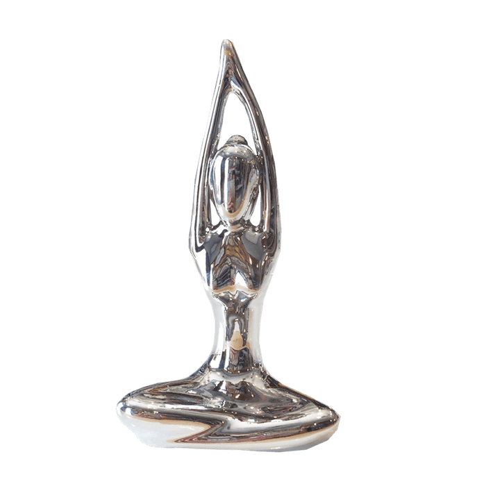 Estátua Yoga Saudação Namastê Prata Prata