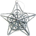 Estrela Aramada Purpurinada Prata 6cm - 1Unid - Importado