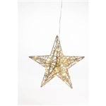 Estrela Decoração Natal com Luz 20leds Glitter 30cm Ouro
