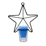 Estrela P 16 Cm Parede Porta Vela Azul Arandela Decorativa