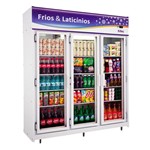 Expositor de Bebidas Vertical 3 Portas 1080 Litros Economic RF-022 - Frilux