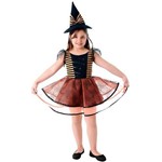 Fantasia de Halloween Bruxa Bruxinha Infantil com Chapéu