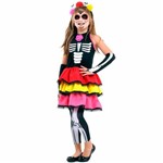 Fantasia de Halloween Infantil Caveira Mexicana Colour de Luxo - P 2 - 4