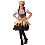Fantasia de Halloween Infantil Menina Pirata C/ Tapa Olho e Bandana