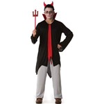 Fantasia Diabo Adulto Masculina Halloween Diabinho com Chifres e Tridente