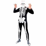 Fantasia Esqueleto Glow Adulto Halloween com Máscara
