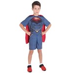 Fantasia Infantil - Super Homem Pop - Macacão Curto com Capa - Tamanho M - Sulamericana 15051