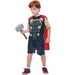 Fantasia Thor Infantil Curta com Martelo os Vingadores Marvel