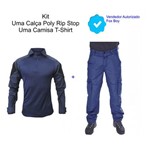 Farda Combat Shirt Tática Azul + Calças Poly Rib Stop Paintball