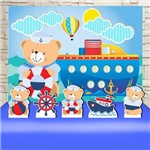 Festa Chá de Bebê Urso Marinheiro Decoração Kit Prata