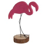 Flamingo Médio em Madeira para Decoração - 21 Cm