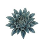 Flor Decorativa em Cerâmica Turquesa 14 Cm