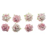 Flores Artesanais Rosas Toke e Crie Flor164 Rosê Coleção Clássica com Glitter