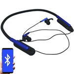Fone Ouvido Headphone Bluetooth Sem Fio Esporte Flexível Estéreo Vibra Infokit HBT-82 Preto Azul