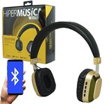Fone Ouvido Headphone Bluetooth Sem Fio Led Moderno Estéreo P2 Infokit HBT-240 Preto Dourado