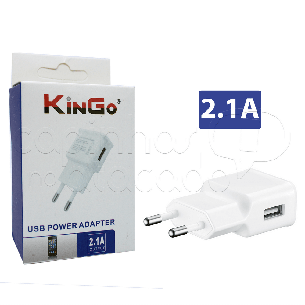 Fonte / Carregador USB 5V 2A Linha Premium - KinGo - Cores Sortidas