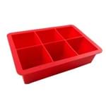 Forma para Gelo em Silicone 6 Cubos Vermelha Kenya