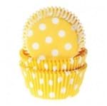 Forminha de Cupcake Amarelo Poá Branco - 45 Unidades