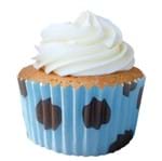 Forminha de Cupcake Azul Poá Marrom - 45 Unidades