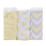 Fralda de Algodão para Bebê Luxo Unissex Amarelo Kit com 3 Unidades