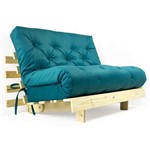 Futon Casal Tokio Sofa Cama Azul Royal com Madeira Maciça