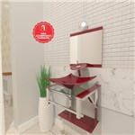 Gabinete de Vidro 40cm para Banheiro Quadrado - Armênia-Vermelho Cereja