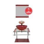 Gabinete de Vidro 45cm para Banheiro Polônia Vermelho Cereja