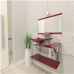 Gabinete de Vidro 60 Cm para Banheiro San Marino Vermelho Cereja