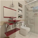 Gabinete de Vidro 60 Cm para Banheiro Ucrânia Vermelho Cereja