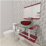 Gabinete de Vidro 60cm para Banheiro Estônia Vermelho Cereja